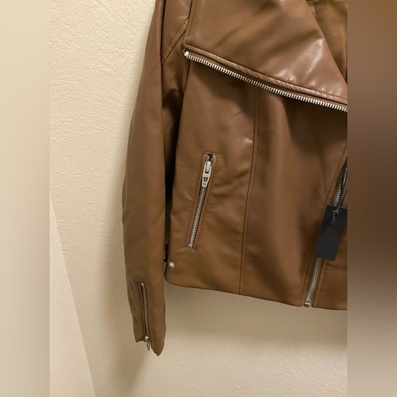 Blank NYC Brown Faux Leather Full Zip Moto Jacket New W/ Tag Biker Grunge City - Picture 9 of 10